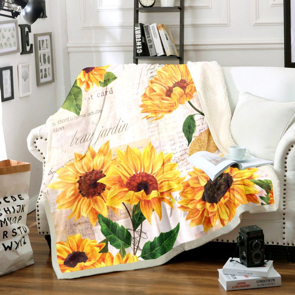 Sunflower Sherpa Fleece Blanket