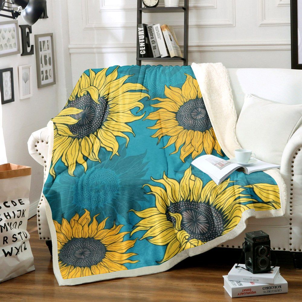 Sunflower Sherpa Fleece Blanket