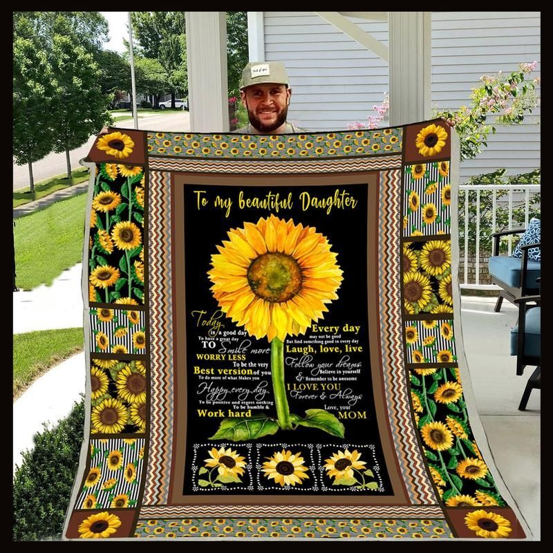 Sunflower To My Beautiful Daughter Sherpa Fleece Blanket