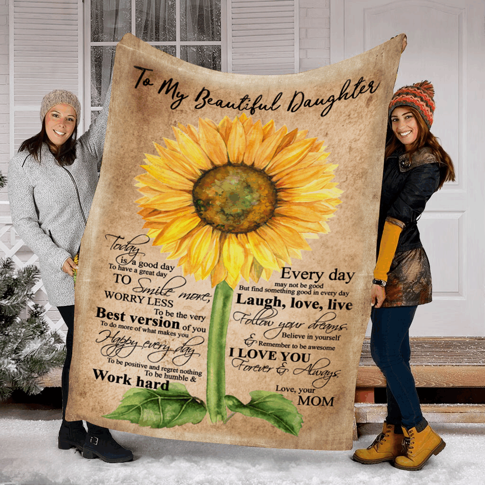 Sunflower To My Beautiful Daughter Sherpa Fleece Blanket