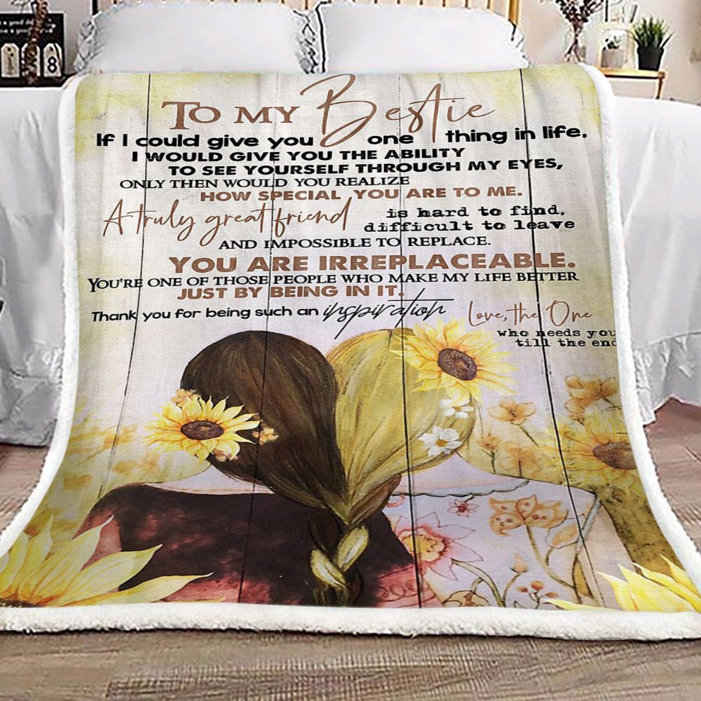 Sunflower To My Bestie Sherpa Fleece Blanket