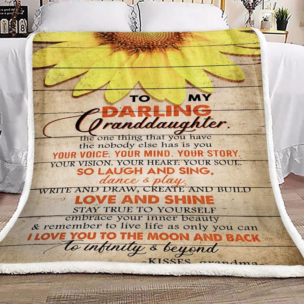 Sunflower To My Darling Granddaughters From Grandma Sherpa Fleece Blanket
