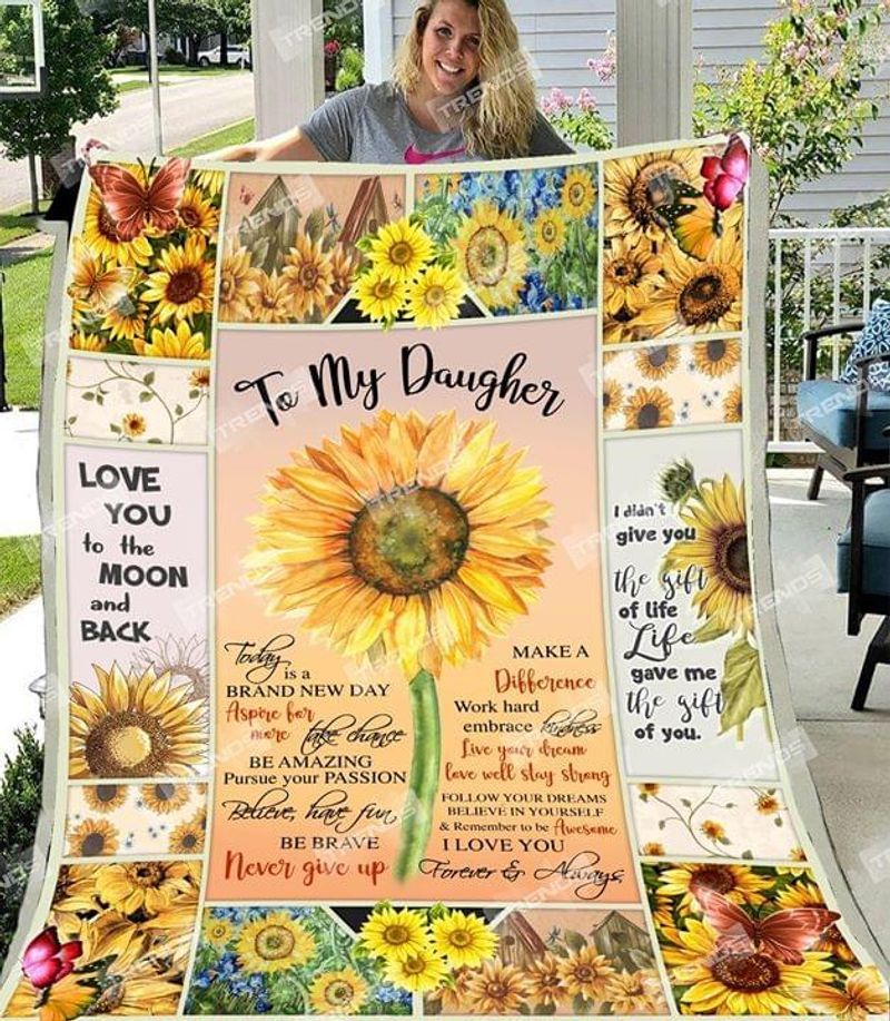 Sunflower To My Daugher Sherpa Fleece Blanket