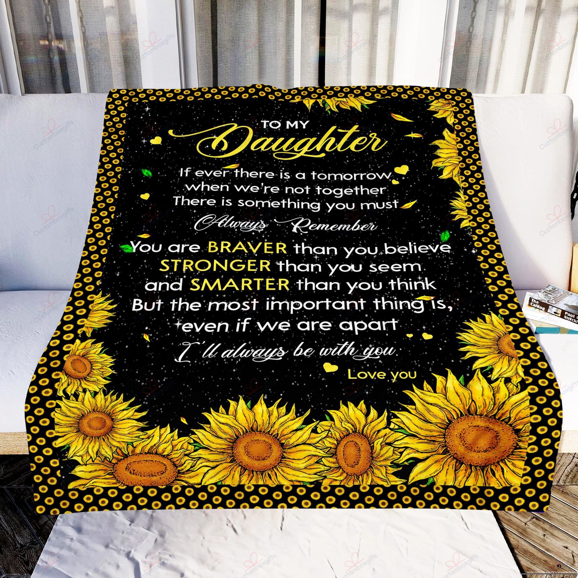 Sunflower To My Daughter Always Remember Sherpa Fleece Blanket