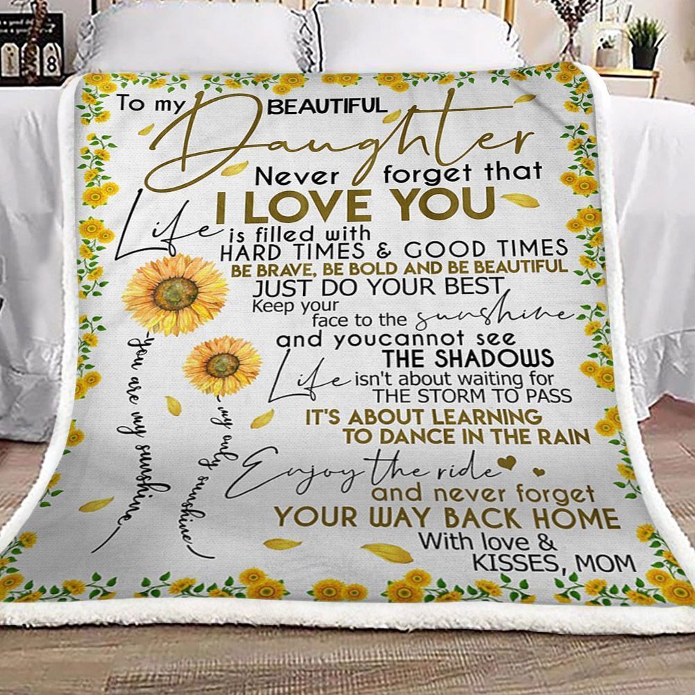 Sunflower To My Daughter Sherpa Fleece Blanket