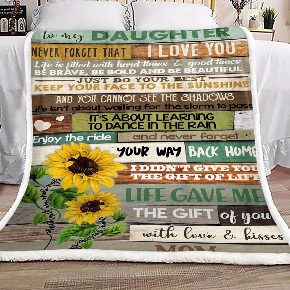 Sunflower To My Daughter Sherpa Fleece Blanket