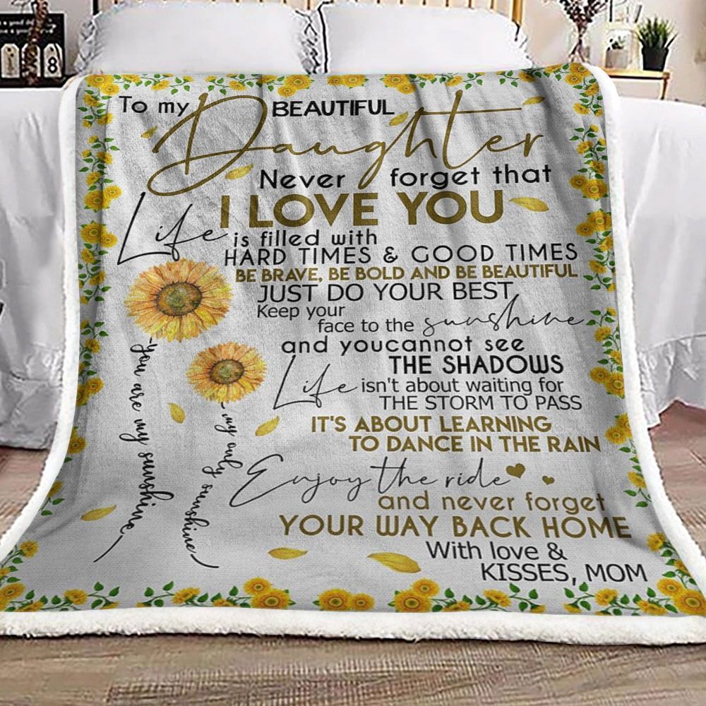 Sunflower To My Daughter Sherpa Fleece Blanket
