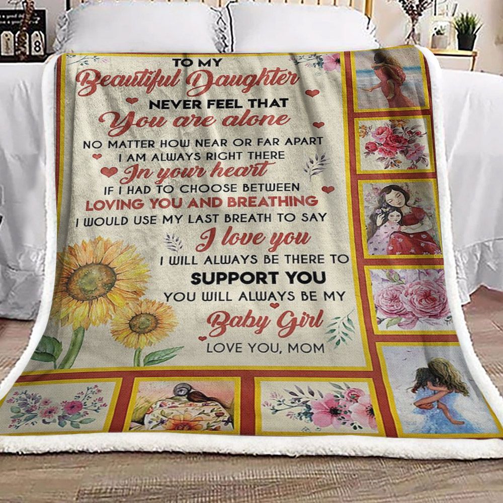 Sunflower To My Daughter Sherpa Fleece Blanket