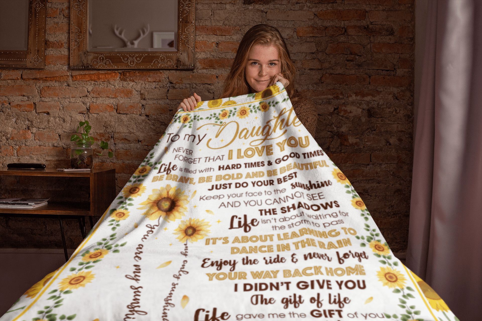 Sunflower To My Daughter Sherpa Fleece Blanket