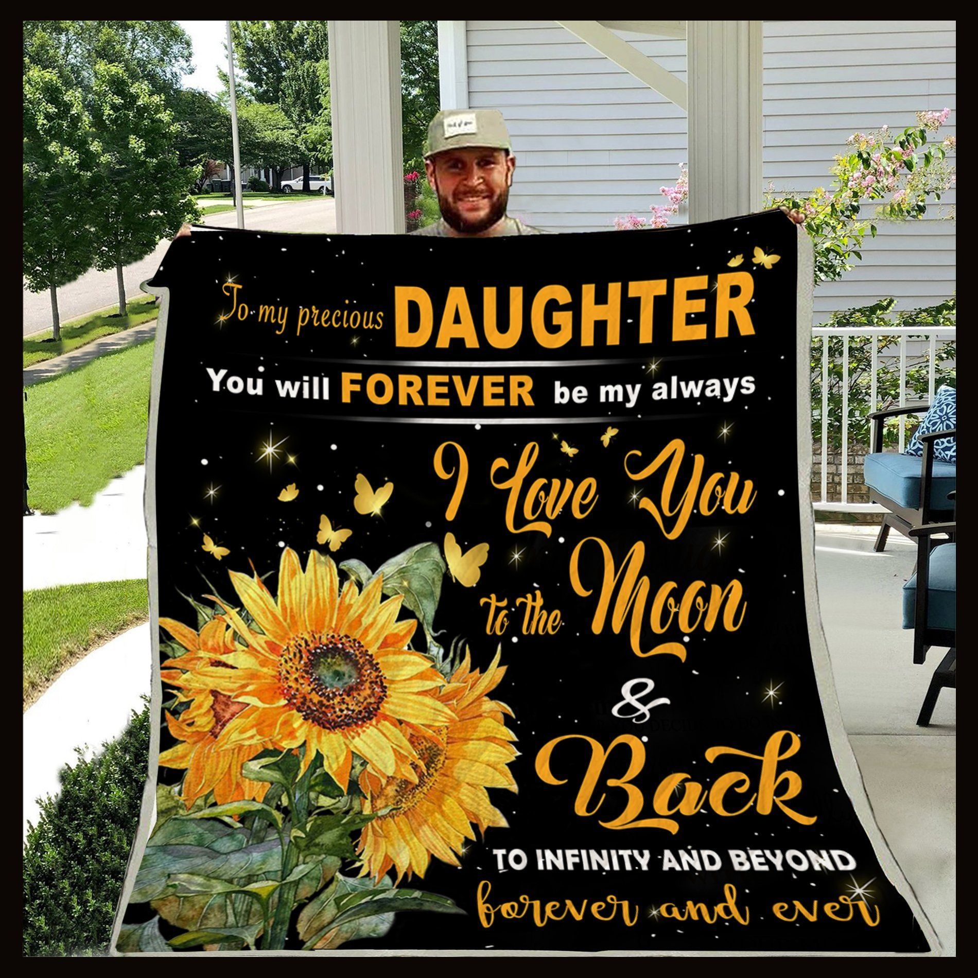 Sunflower To My Daughter Sherpa Fleece Blanket