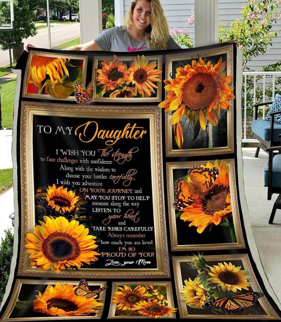 Sunflower To My Daughter Sherpa Fleece Blanket