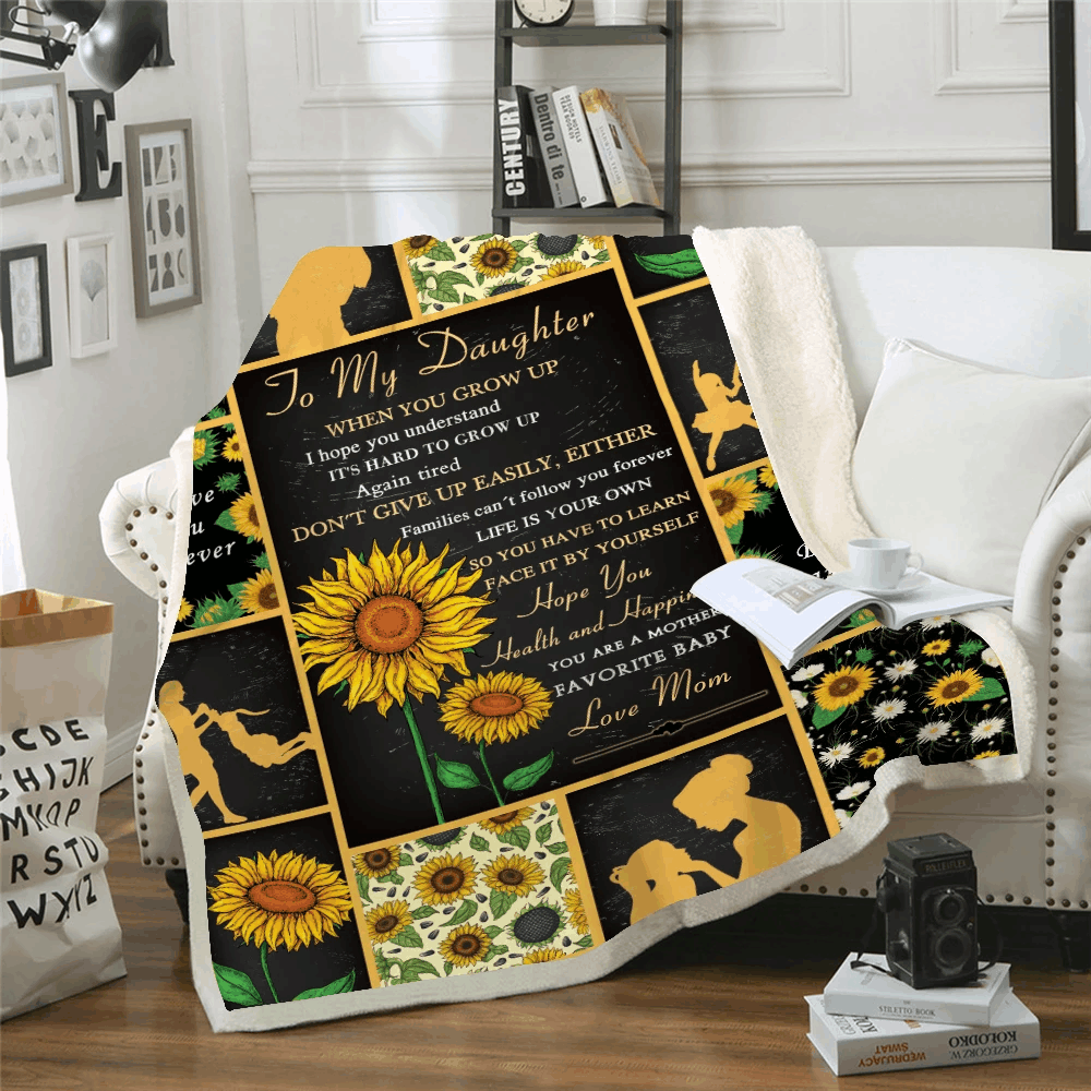 Sunflower To My Daughter Sherpa Fleece Blanket