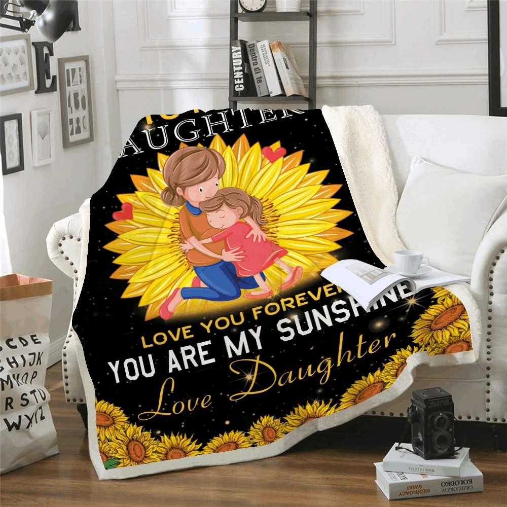 Sunflower To My Daughter Sherpa Fleece Blanket