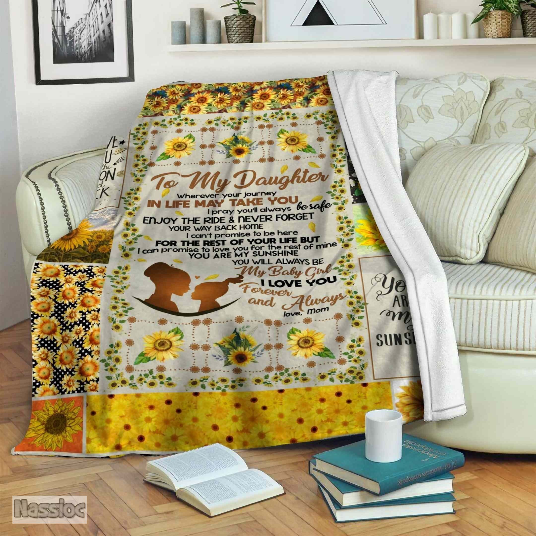 Sunflower To My Daughter Fleece Blanket