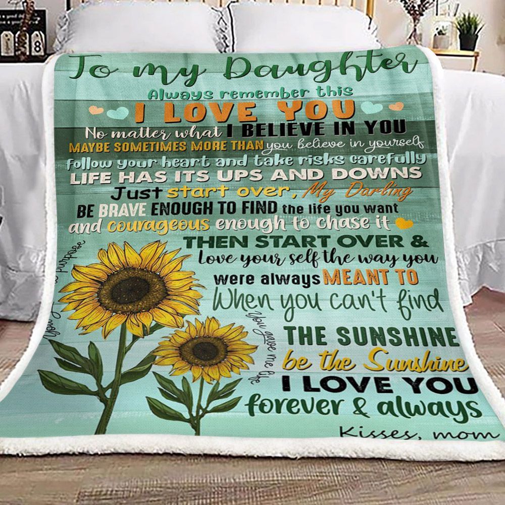 Sunflower To My Daughter From Mom Sherpa Fleece Blanket