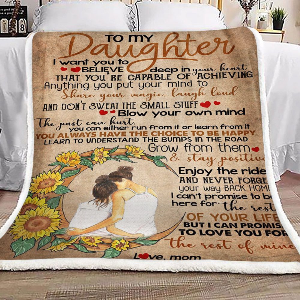 Sunflower To My Daughter From Mom Sherpa Fleece Blanket