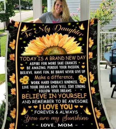 Sunflower To My Daughter I Love You Forever Sherpa Fleece Blanket