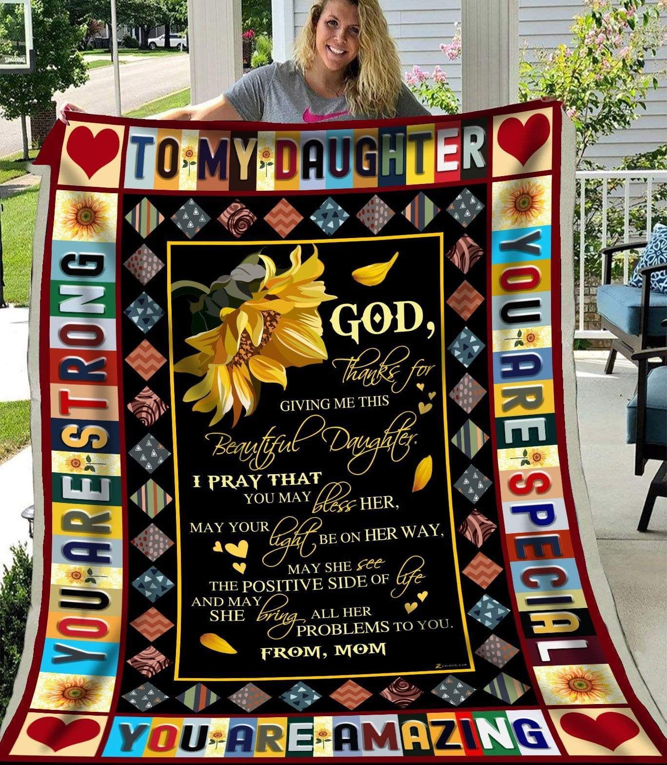 Sunflower To My Daughter I Pray That Sherpa Fleece Blanket