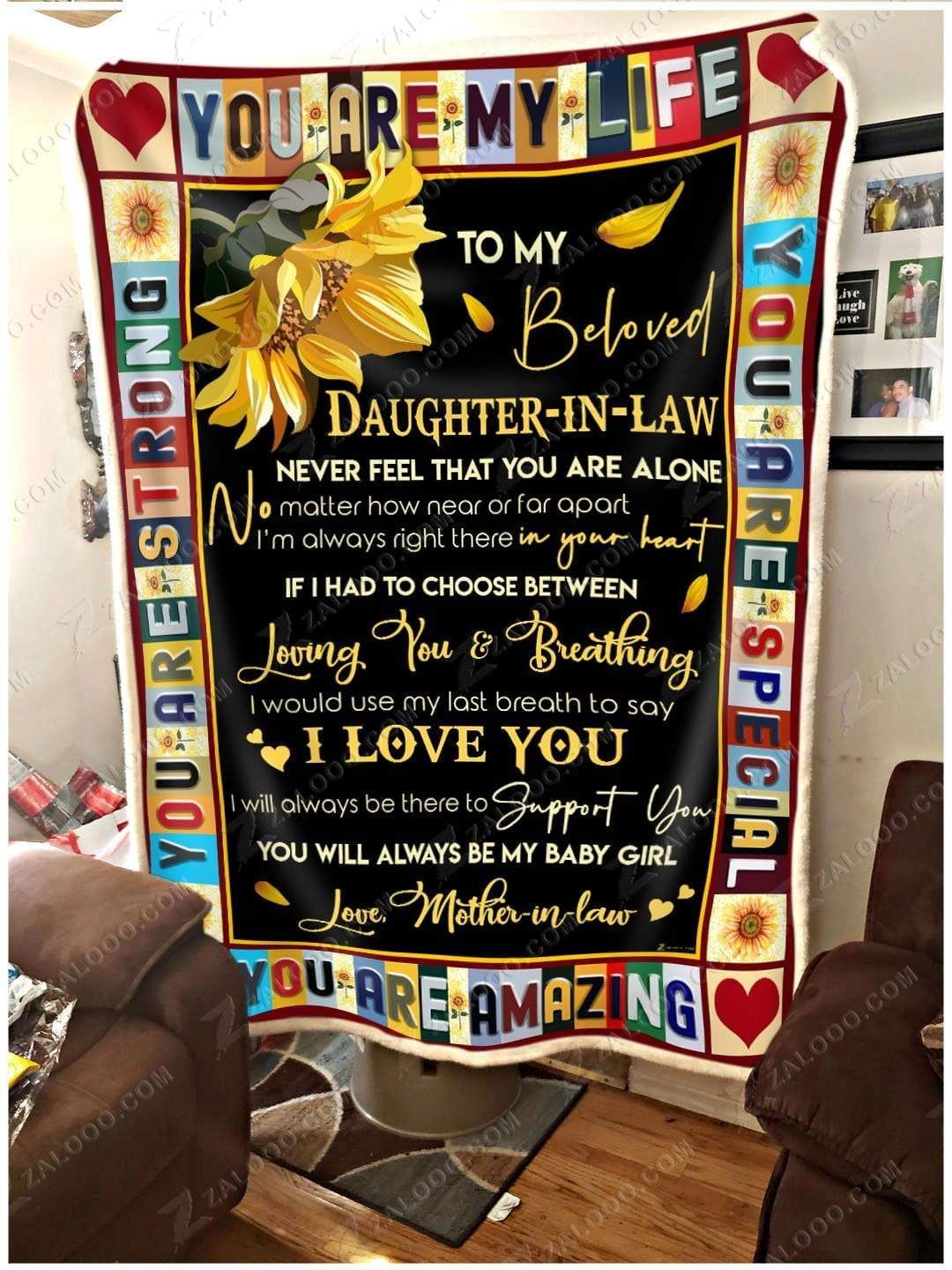 Sunflower To My Daughter In Law You Are My Life Love Mother In Law Sherpa Fleece Blanket