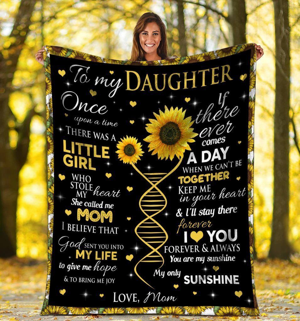Sunflower To My Daughter Keep Me In Your Heart Fleece Blanket