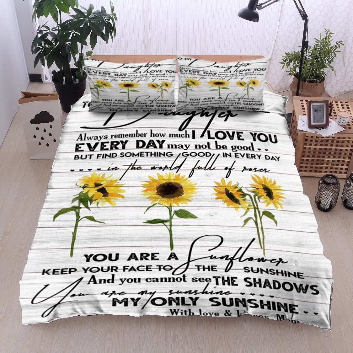 Sunflower To My Daughter Kisses Mom Bedding Set