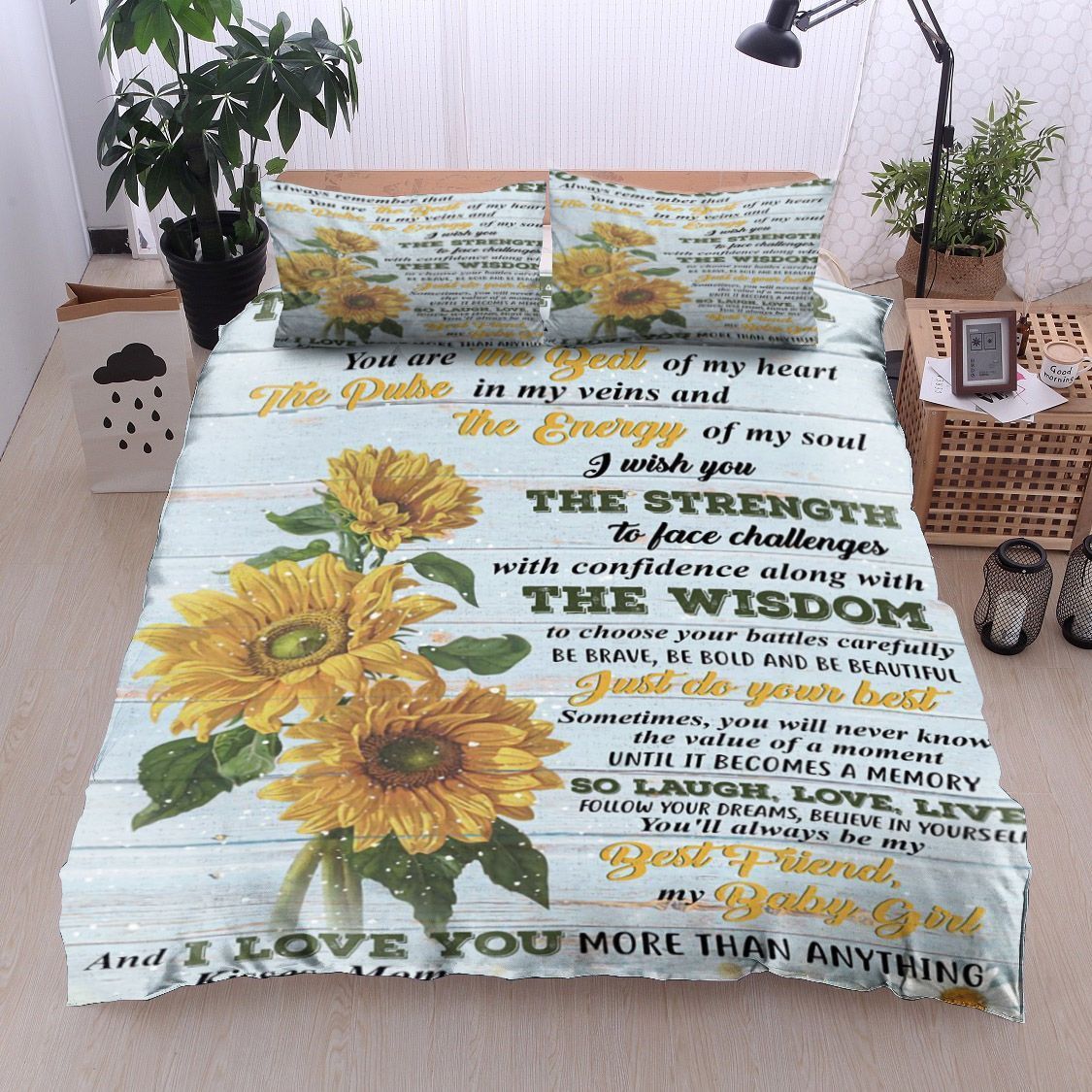 Sunflower To My Daughter Kisses Mom Bedding Set