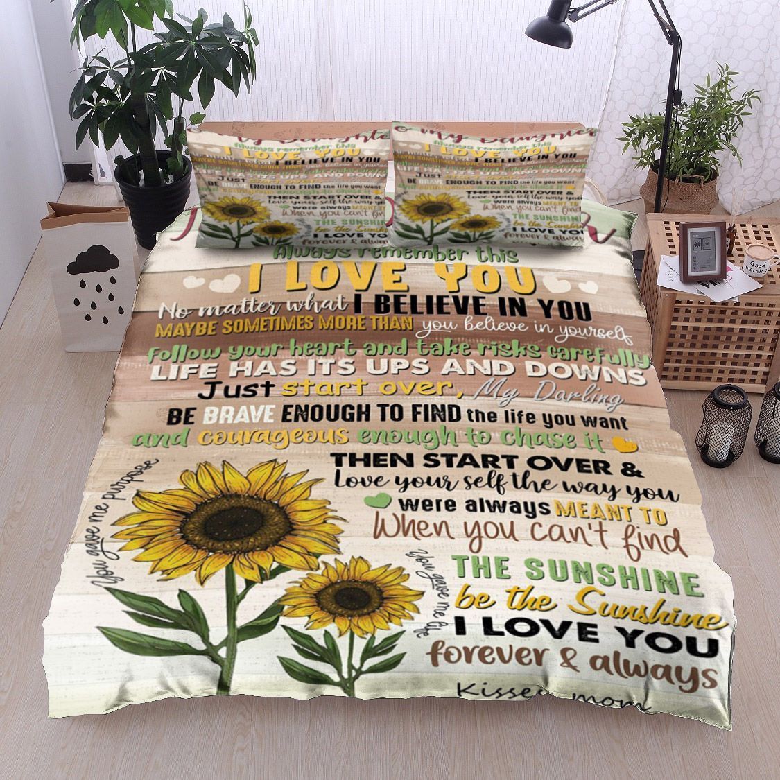Sunflower To My Daughter Kisses Mom Bedding Set