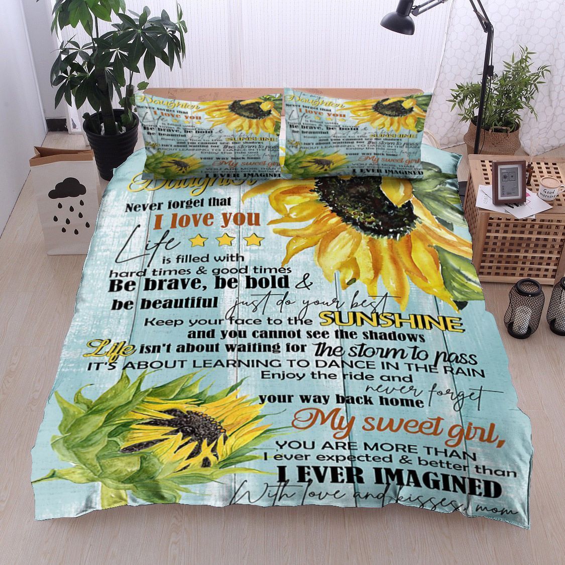 Sunflower To My Daughter Kisses Mom Bedding Set