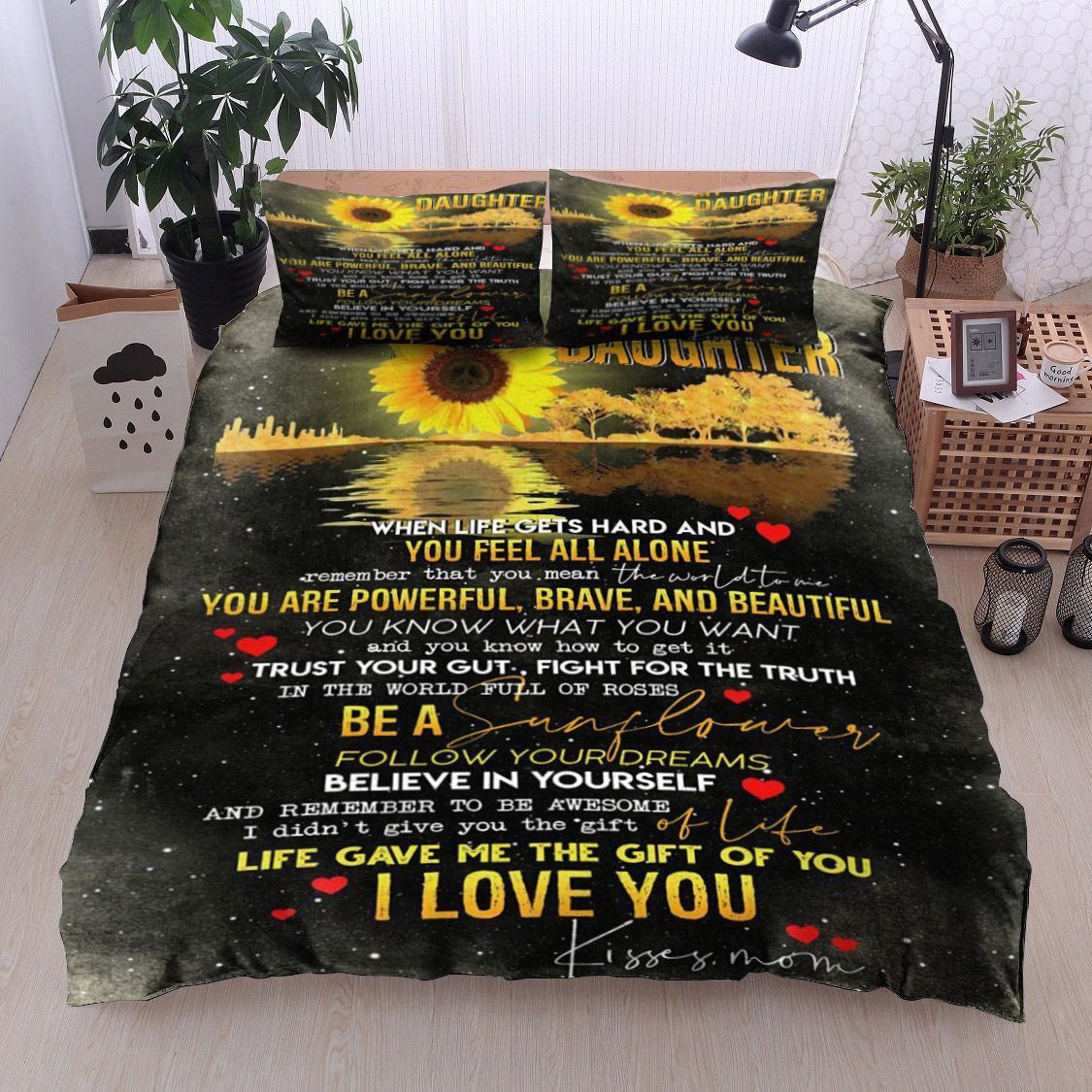 Sunflower To My Daughter Kisses Mom Bedding Set