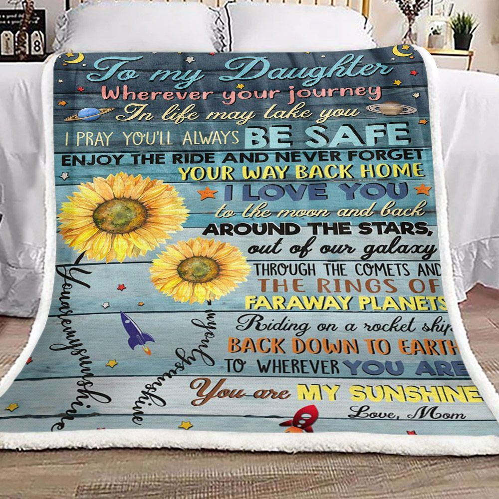 Sunflower To My Daughter Love From Mom Sherpa Fleece Blanket