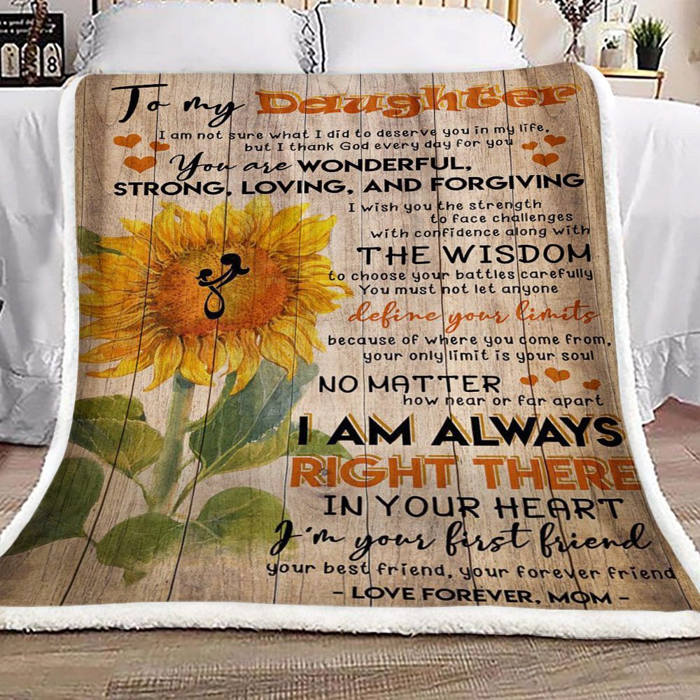 Sunflower To My Daughter Love Mom Sherpa Fleece Blanket