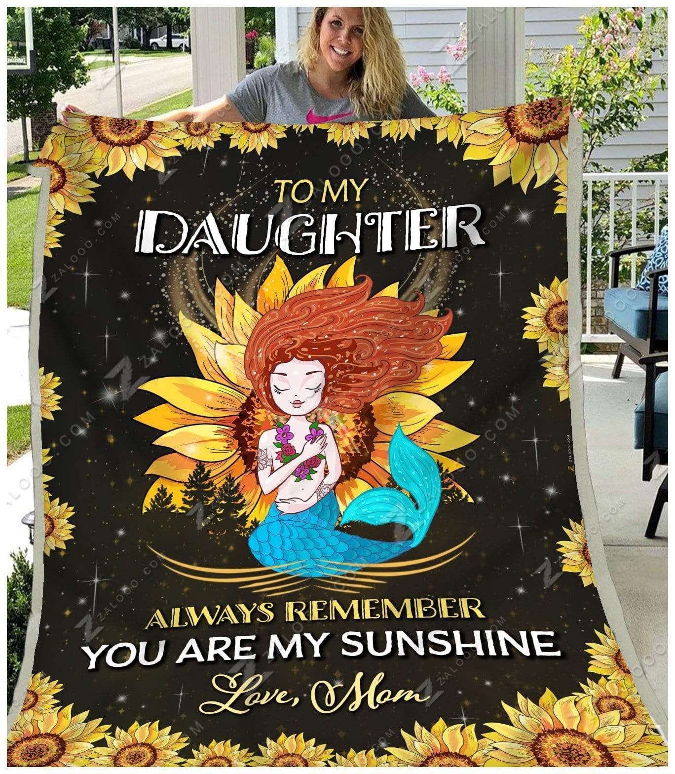Sunflower To My Daughter Love Mom Sherpa Fleece Blanket