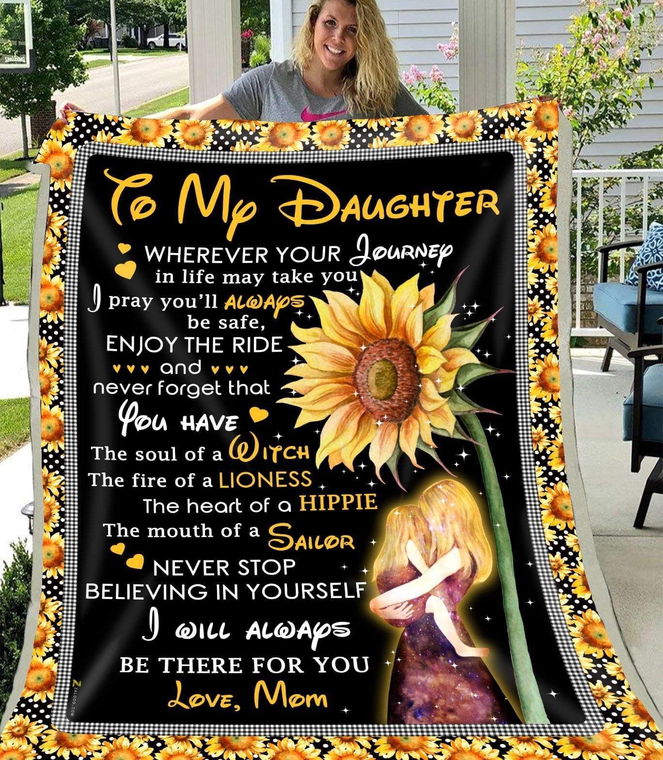 Sunflower To My Daughter Love Mom Sherpa Fleece Blanket