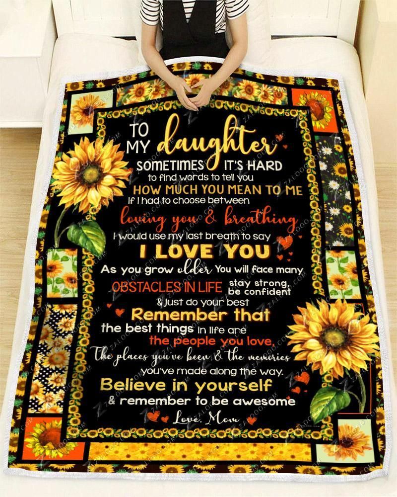 Sunflower To My Daughter Love Mom Sherpa Fleece Blanket