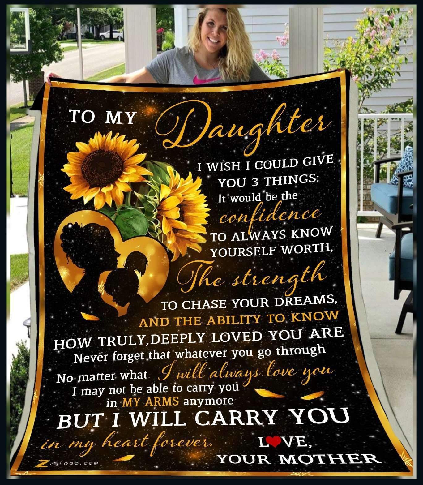 Sunflower To My Daughter Love Mother Sherpa Fleece Blanket
