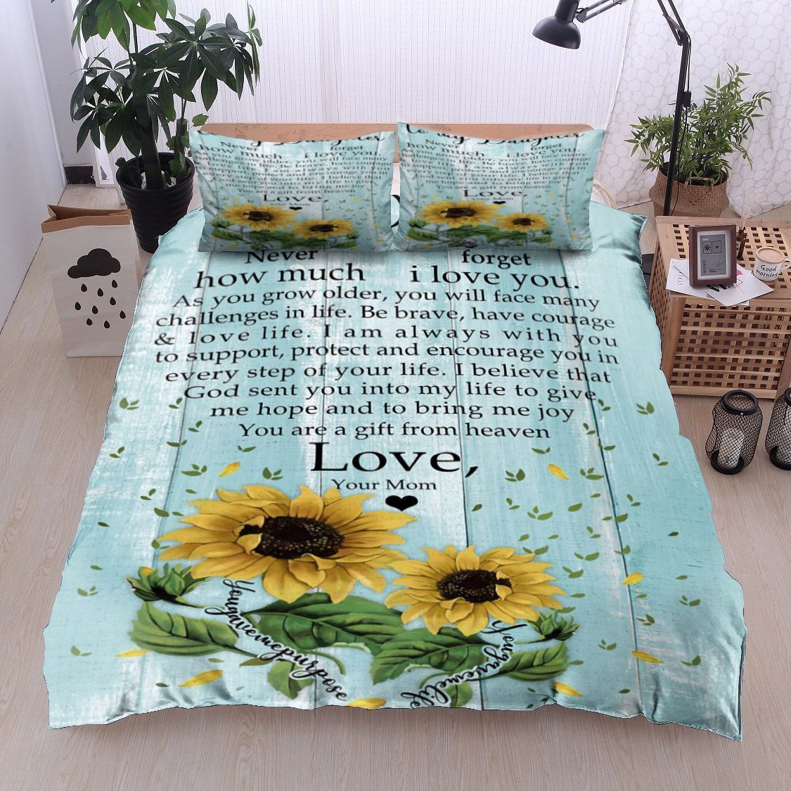 Sunflower To My Daughter Love Your Mom Bedding Set