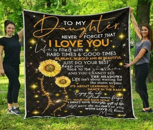 Sunflower To My Daughter Never Forget That I Love You Sherpa Fleece Blanket