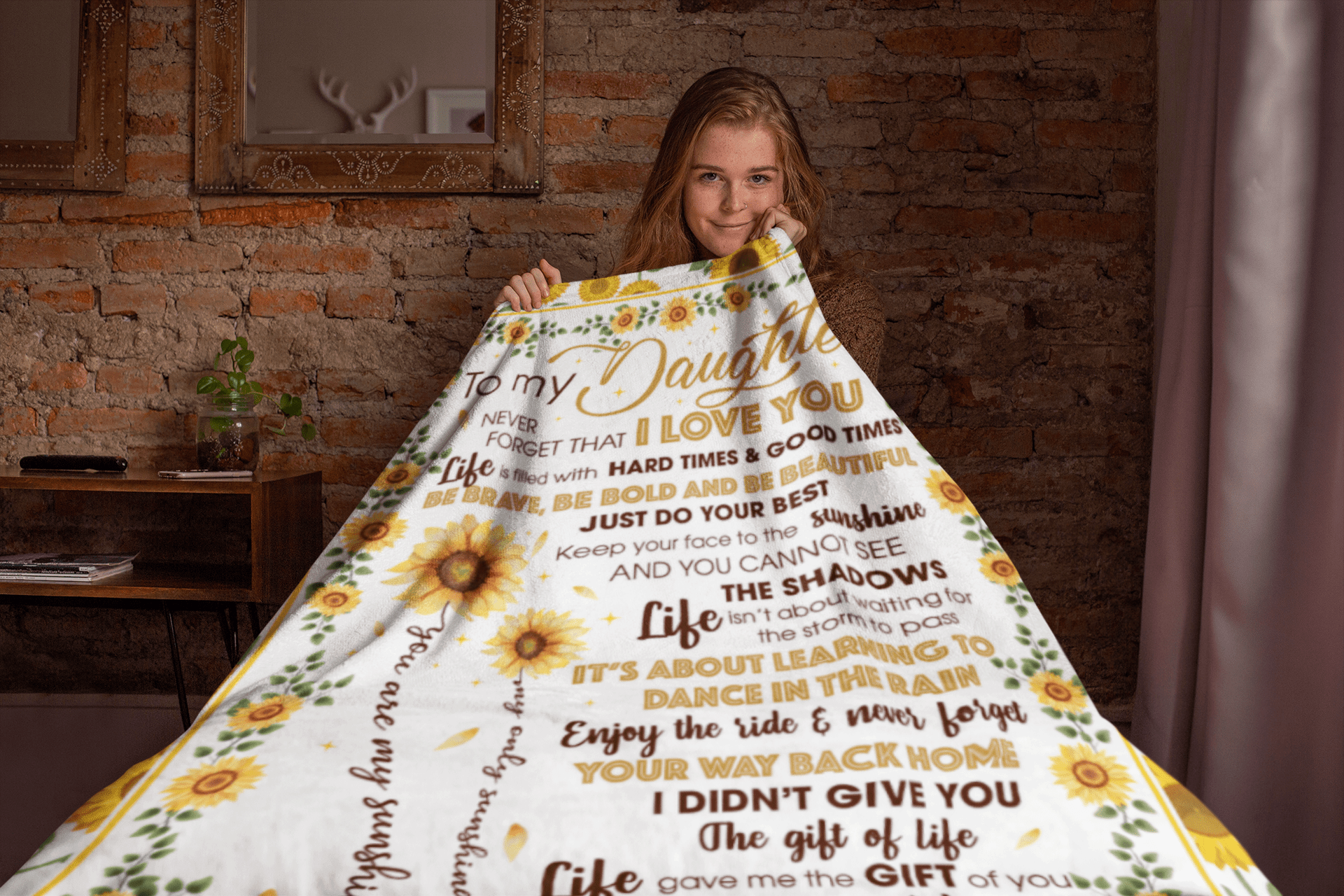 Sunflower To My Daughter Never Forget That I Love You From Mom Sherpa Fleece Blanket
