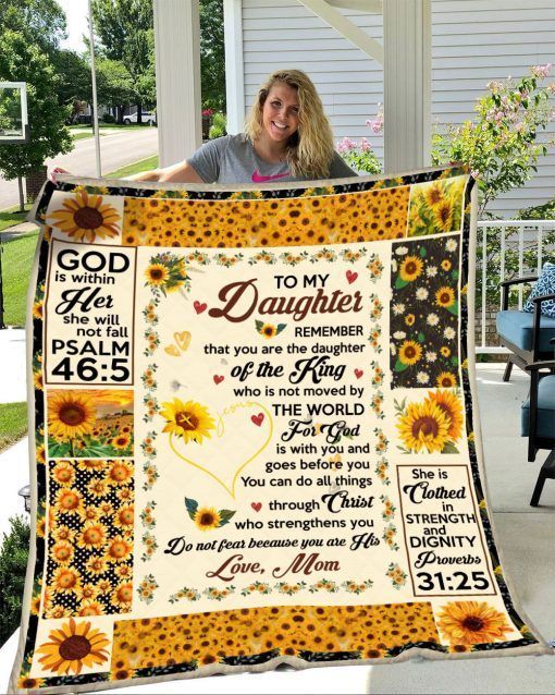 Sunflower To My Daughter Remember That You Are The Daughter Of The King Sherpa Fleece Blanket