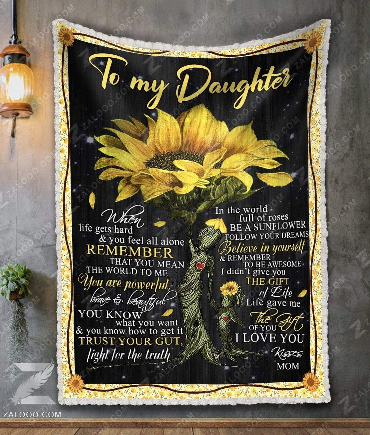 Sunflower To My Daughter Thank You Love Mom Sherpa Fleece Blanket