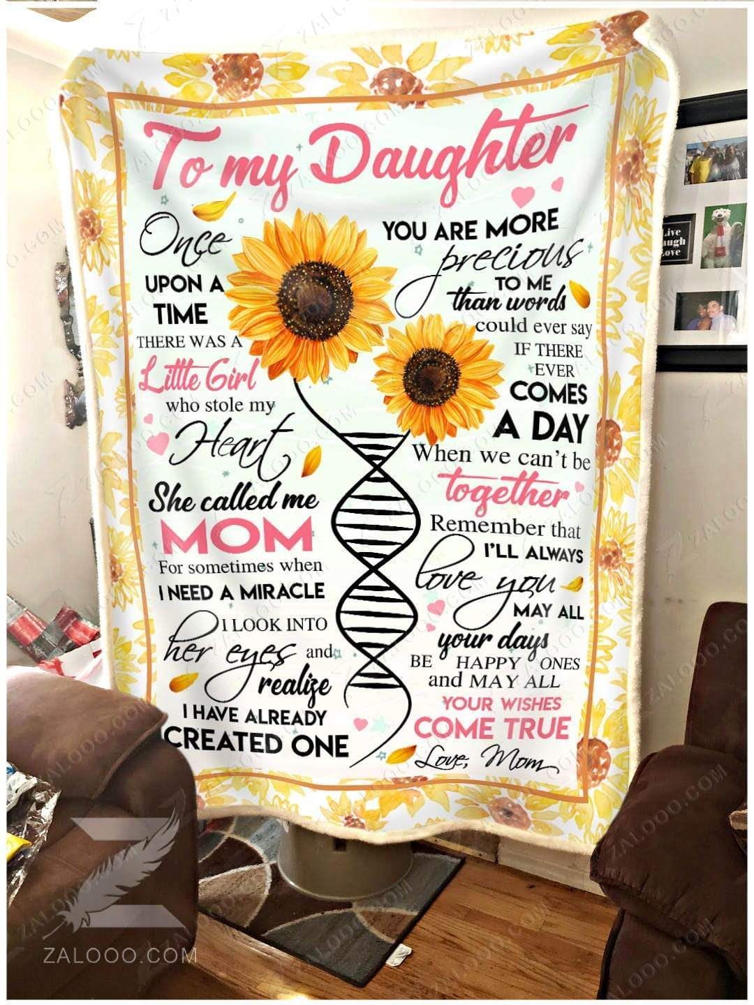 Sunflower To My Daughter You Are More Precious Love Mom Sherpa Fleece Blanket