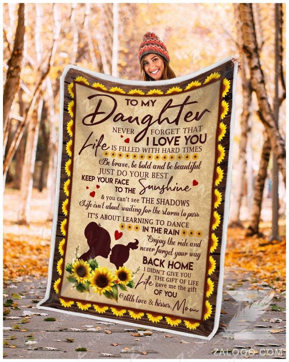 Sunflower To My Daughter Your Way Back Home Love Mom Sherpa Fleece Blanket