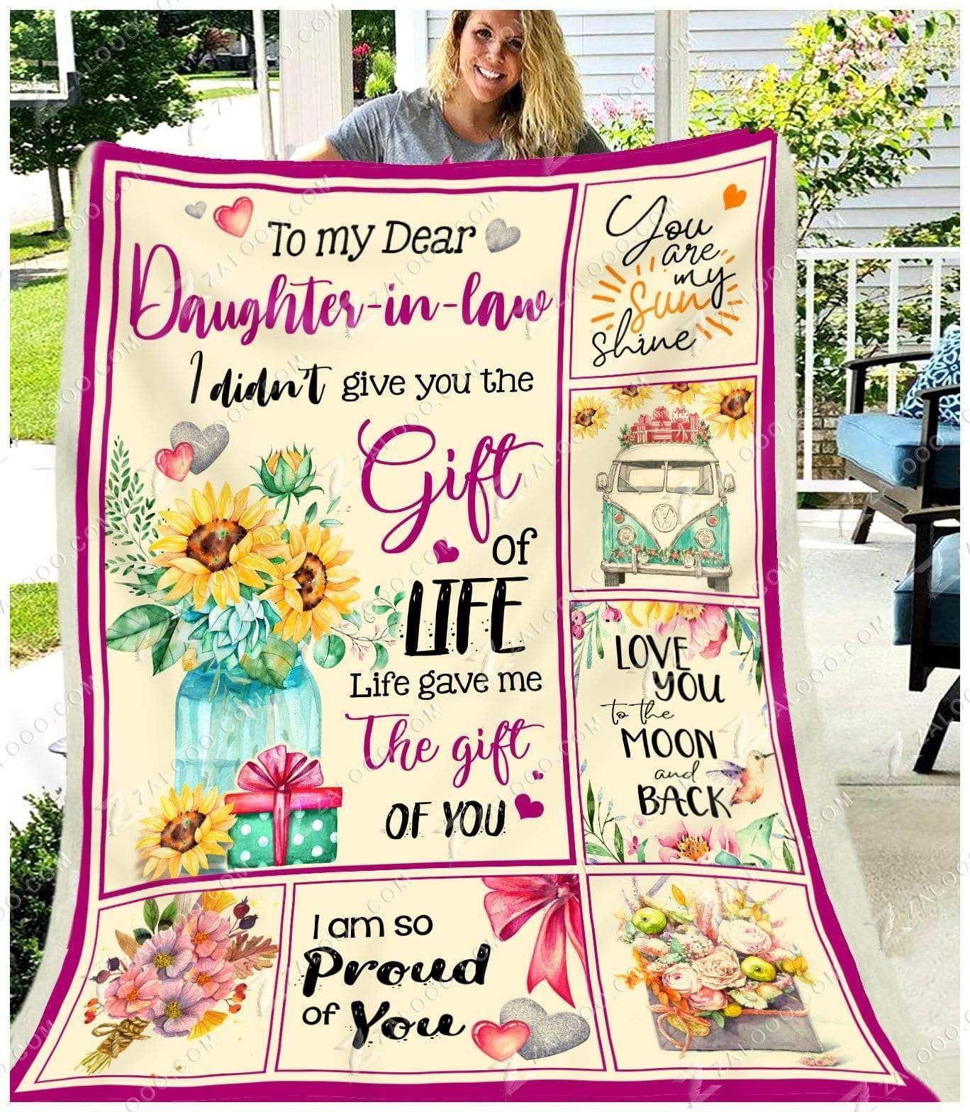 Sunflower To My Dear Daughter In Law Sherpa Fleece Blanket