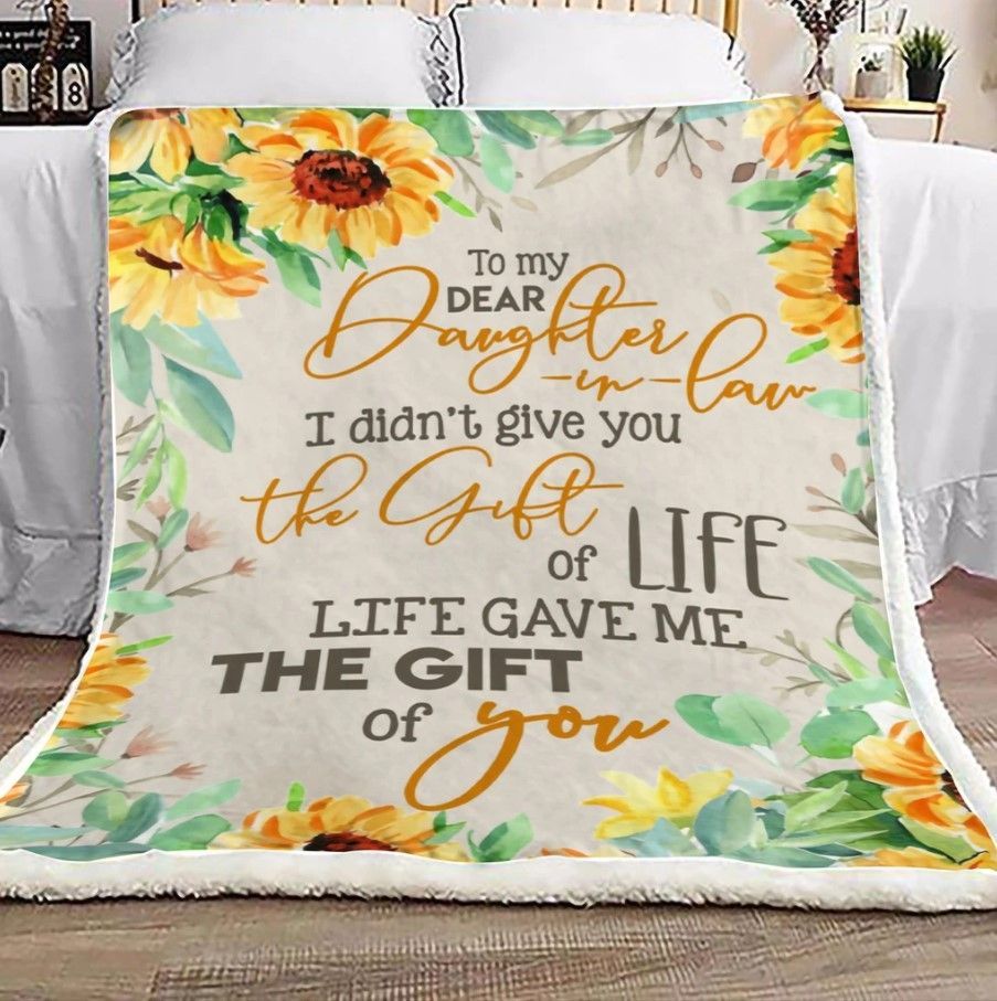 Sunflower To My Dear Daughter In Law Sherpa Fleece Blanket