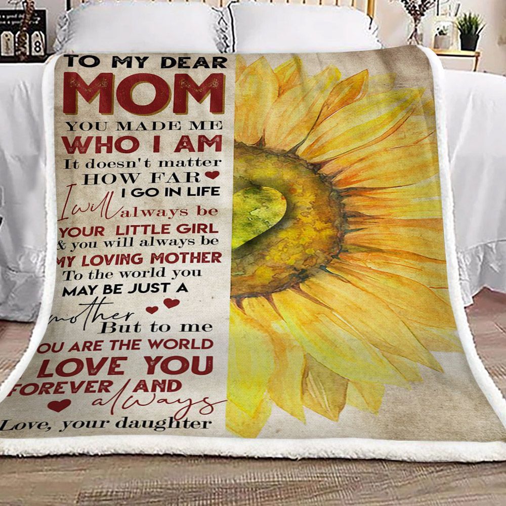 Sunflower To My Dear Mom Love You Daughter Sherpa Fleece Blanket