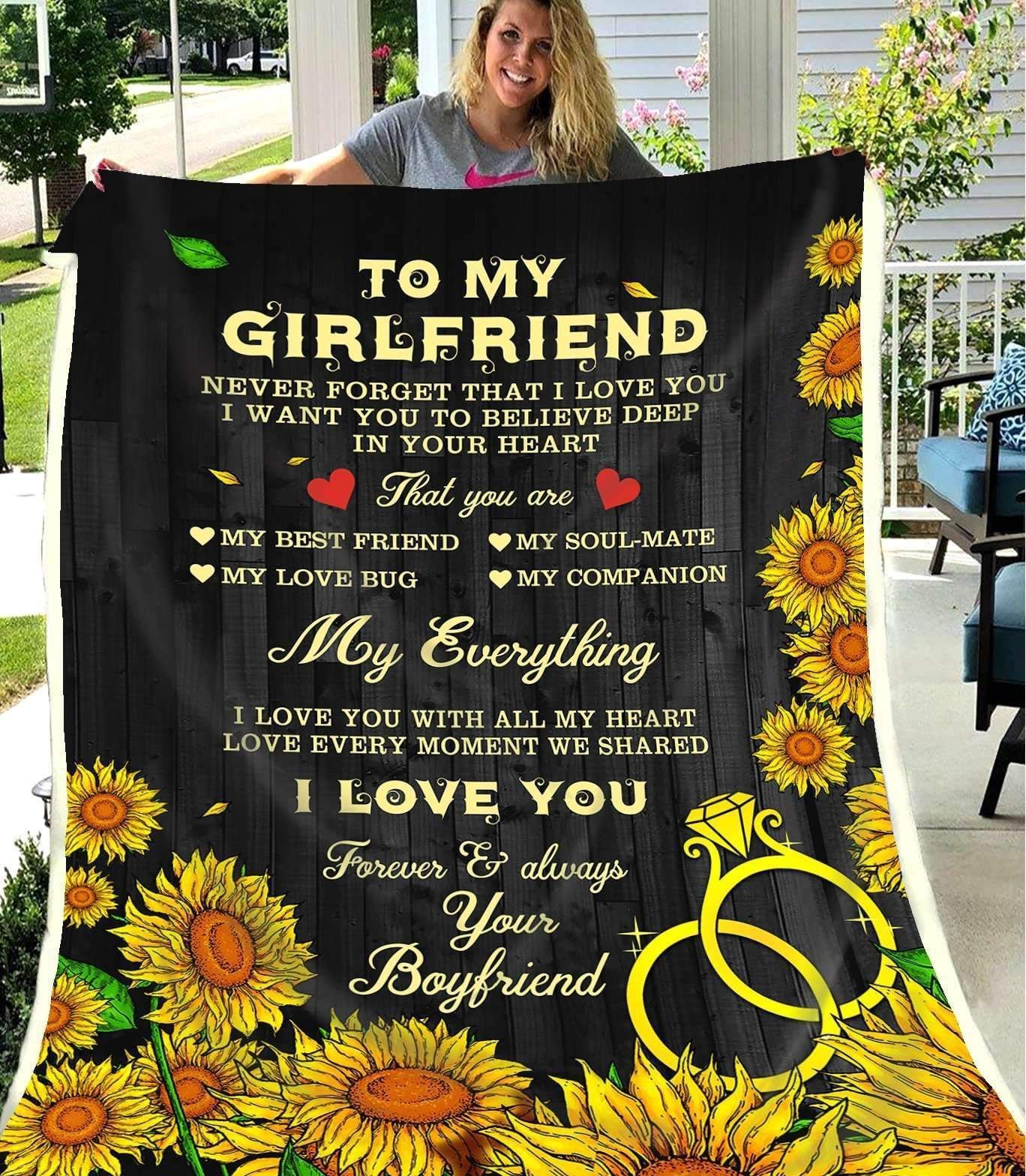 Sunflower To My Girlfriend My Everything Sherpa Fleece Blanket