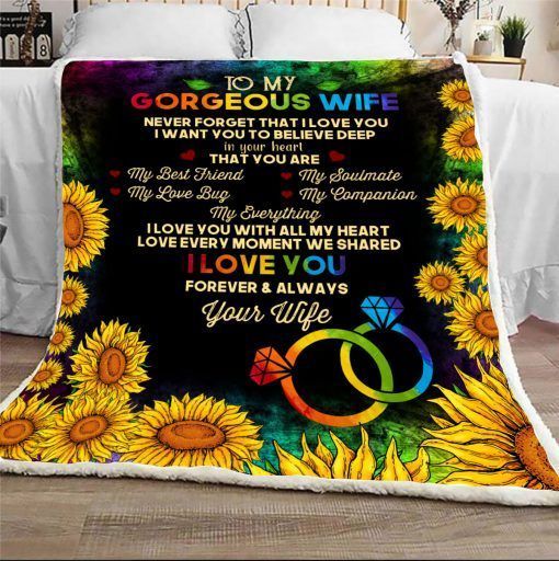 Sunflower To My Gorgeous Wife Sherpa Fleece Blanket