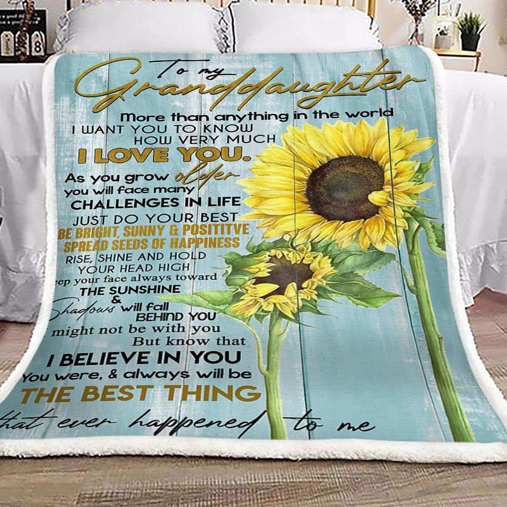 Sunflower To My Granddaughter Sherpa Fleece Blanket