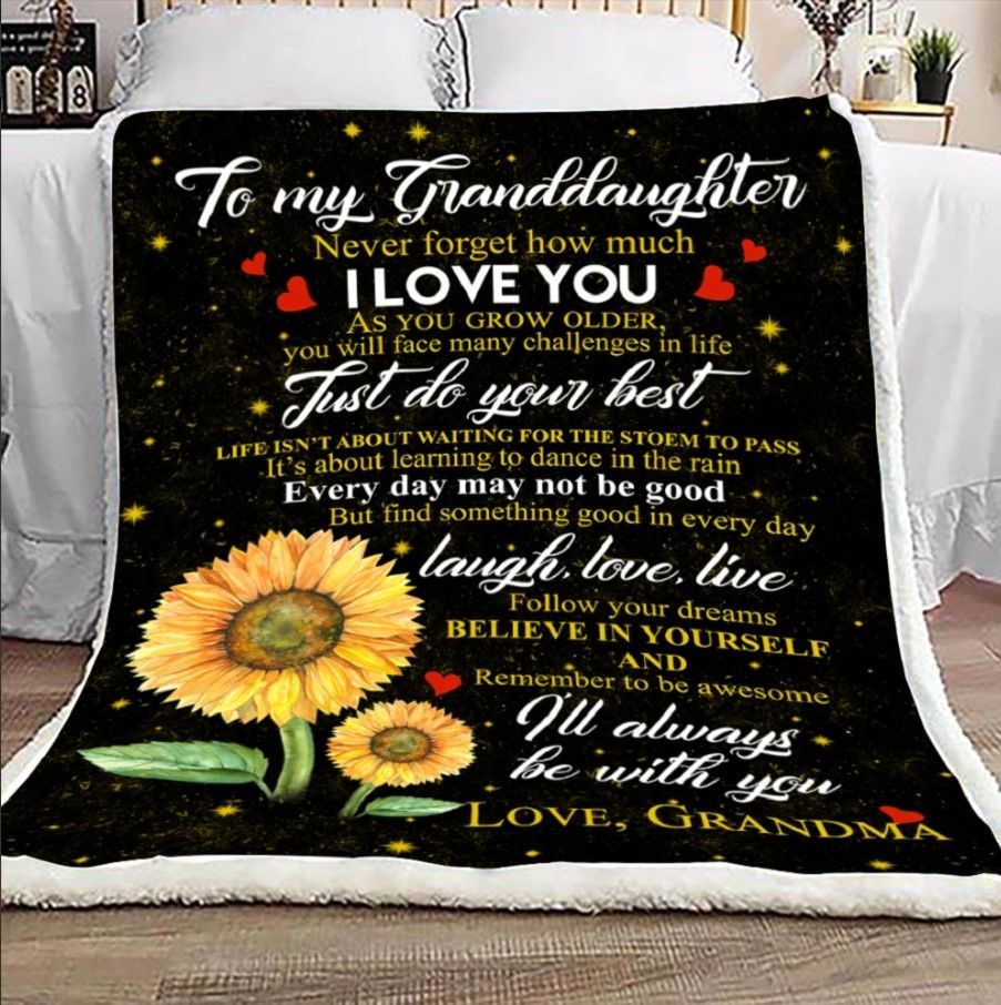 Sunflower To My Granddaughter Sherpa Fleece Blanket