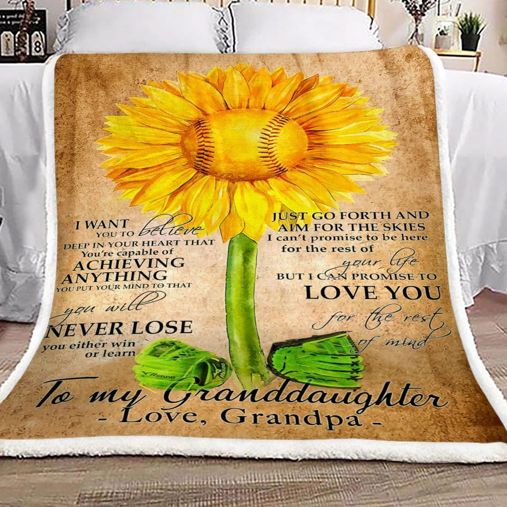 Sunflower To My Granddaughter From Grandpa Sherpa Fleece Blanket